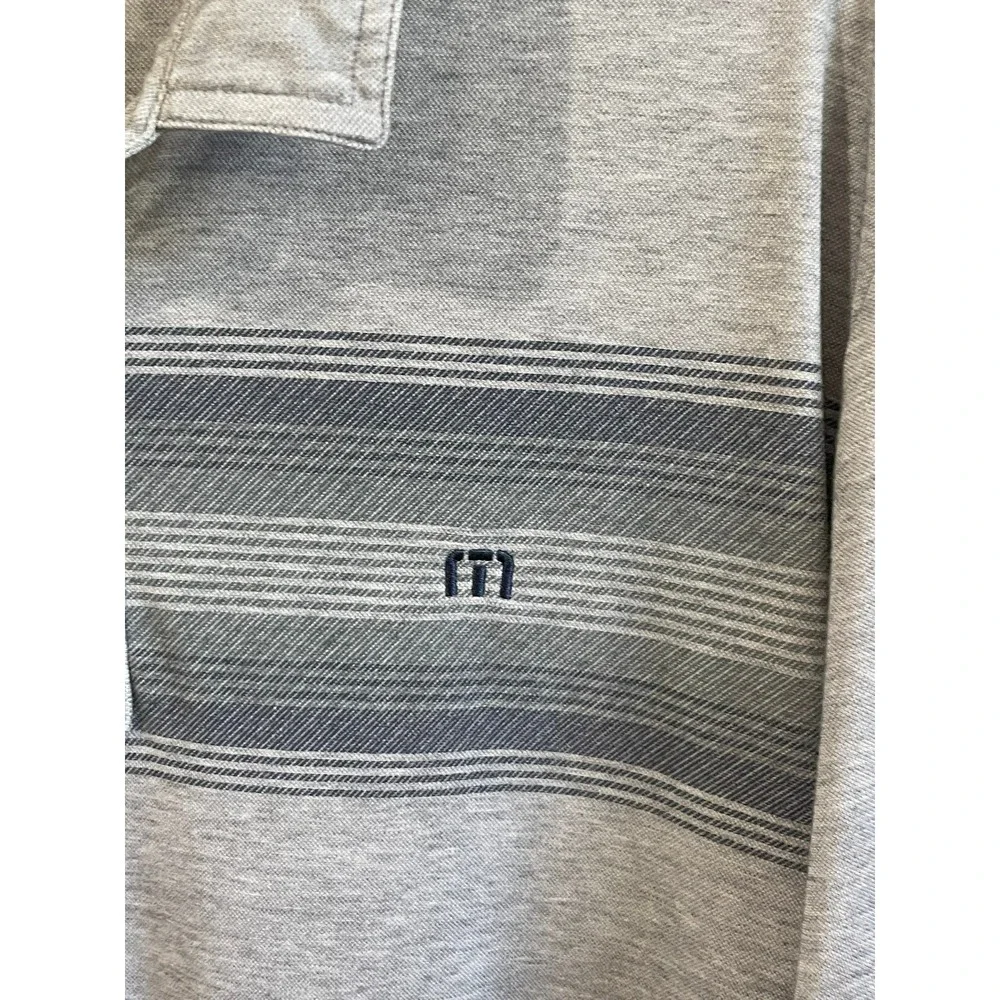 Travis Mathew XXL Polo Shirt Heather Grey Striped Pima Cotton Blend Golf Top
